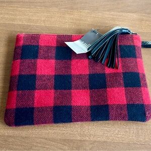 J. Jill Red and Black Plaid Clutch with Tassel